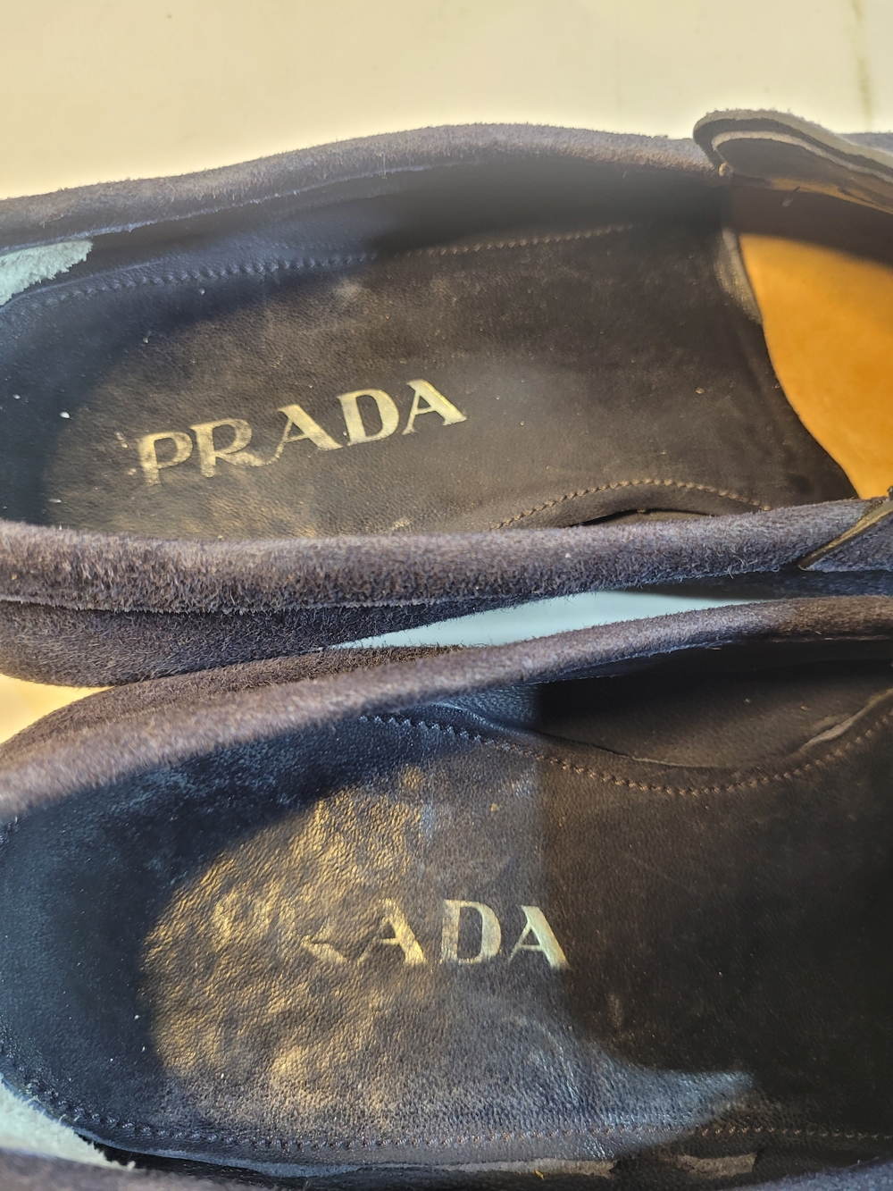Mens Prada Navy Suede Loafers Made In Italy Size 9 1/2 - Picture 11 of 14